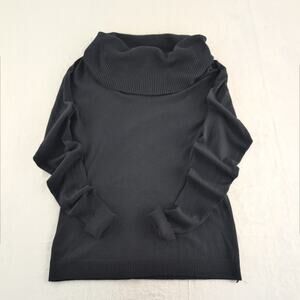 Apt. 9 Shawl Neck Pullover Sweater Black Women's Med Minimalist Tonal CleanGirl